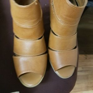 Open toed high heel boots